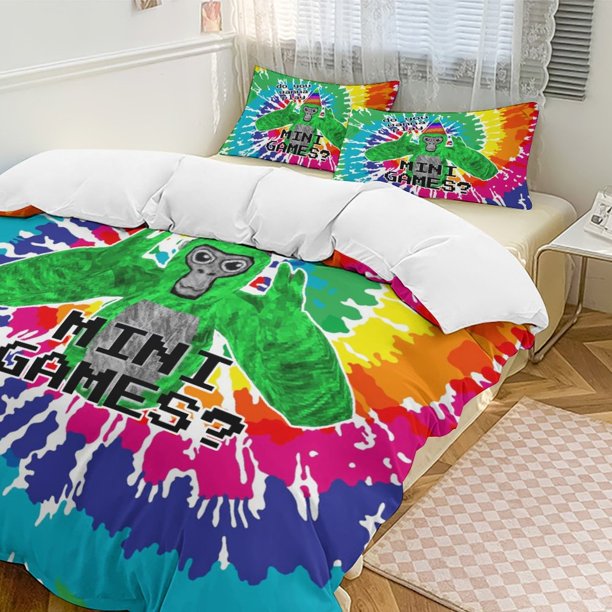 Tie Dye Mini Games Gorilla Tag Comforter Set Soft 3 Pcs Twin Bedding Sets Thicken for All Season