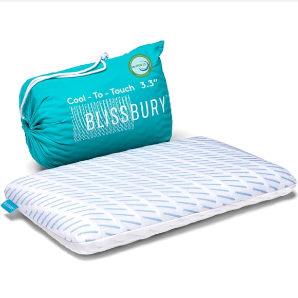 Almohada BLISSBURY de 8 cm de espuma viscoelástica con gel refrescante y bajo perfil