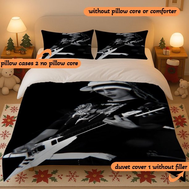 3pcs Tom Kaulitz Picture Printed Duvet Cover Set All-Season Use Hypoallergenic Light Beige-Friendly for RV Travel and Halloween Atmosphere Creation