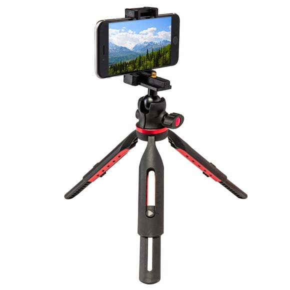 Trípode de mesa ajustable Ritz Gear para teléfono y DSLR, rojo