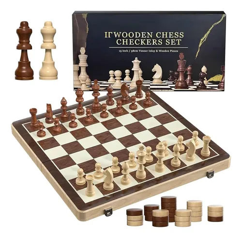 Linea Sport - Tablero De Ajedrez Madera 40X40Cm Magnético 2 En 1