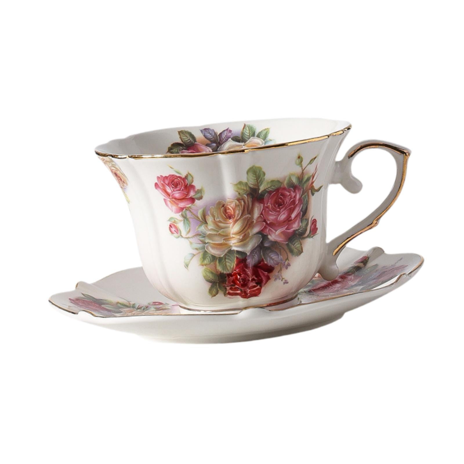 Magideal - Taza De Café Con Platillo Taza De Leche Elegante Con Asa Taza De Té Latte Taza Creativa Resistente Al Desgaste Diseño Romántico Cerámica Adecuada