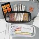 thumbnail image 4 of Estuche transparente de PVC para lápices (10 unidades), bolsa de maquillaje, neceser de viaje de gran capacidad con cremallera para la escuela, la oficina, papelería y almacenamiento de viaje (negro y, 4 of 7