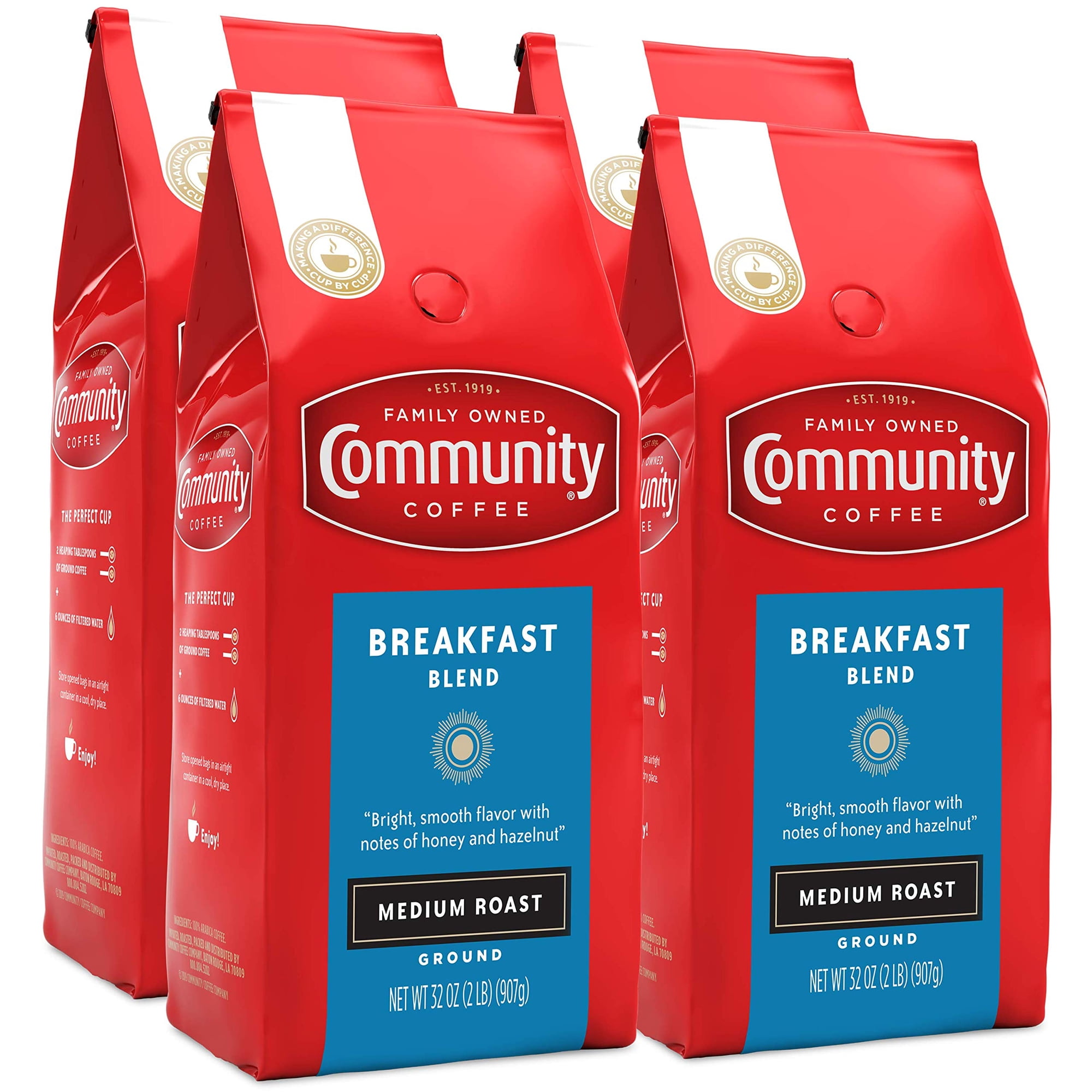 Mezcla De Desayuno Ground Coffee Community Coffee, 3,8 L (paquete De 4)