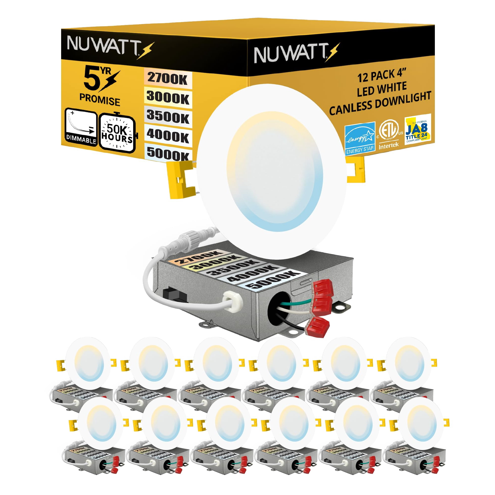 Luz Led Empotrable Nuwatt Ultradelgada De 4" Con 5 Temperaturas De Color Regulable
