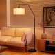 thumbnail image 2 of Lámpara de pie Globe Electric 165 cm negro mate con pantalla blanca, 2 of 7