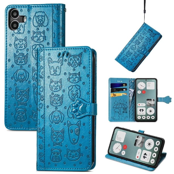 Funda Cartera FOXDOCK para Nothing CMF Phone 1 , Flip PU con Relieve de Gatos y Perros, Tarjetero y Soporte
