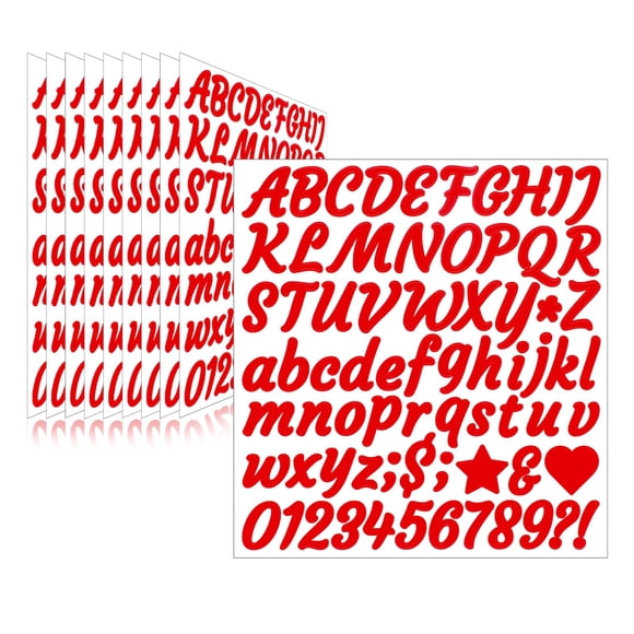 Calcomanías de letras Llewyn, 730 piezas, impermeables, rojas, 2.54 cm