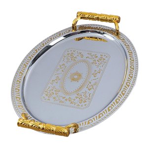 Magideal - Bandeja De Comida Bandeja De Entretenimiento Bandeja De Servicio Ovalada Diseño Vintage Regalo De Cumpleaños Bandeja De Postres Para Restaurante Bande 37Cmx29.5Cm