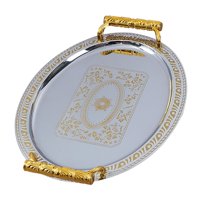 Magideal - Bandeja De Comida Bandeja De Entretenimiento Bandeja De Servicio Ovalada Diseño Vintage Regalo De Cumpleaños Bandeja De Postres Para Restaurante Bande 37Cmx29.5Cm