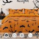 thumbnail image 3 of Hallo-ween-Duv-et Co-ver Se- Queen P-umpkin Bat Ora-nge Be-dding -Duvet Cover- Set 3 Pie-ces Ha-lloween Duvet Cover with 2 P-illcases-es Funny Halloween- Comfor-ter Cov-er Set for Kids Teens 90 x 90"", 3 of 5