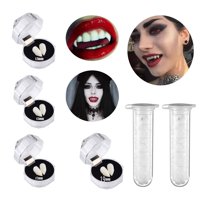 Genérica - Pack 4 Colmillos De Dientes De Vampiro Halloween + Pegamento Para Tu Disfraz O Coplay