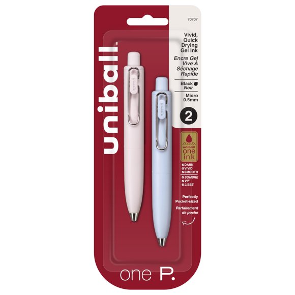 Bolígrafos de gel Uni-Ball one P retráctiles de 0,5 mm, paquete de 2