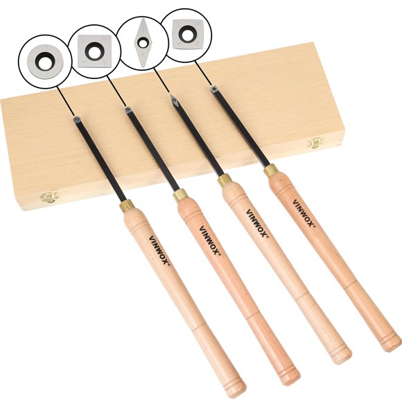 Juego de herramientas de torneado para madera VINWOX 20, tamaño completo, 4 piezas