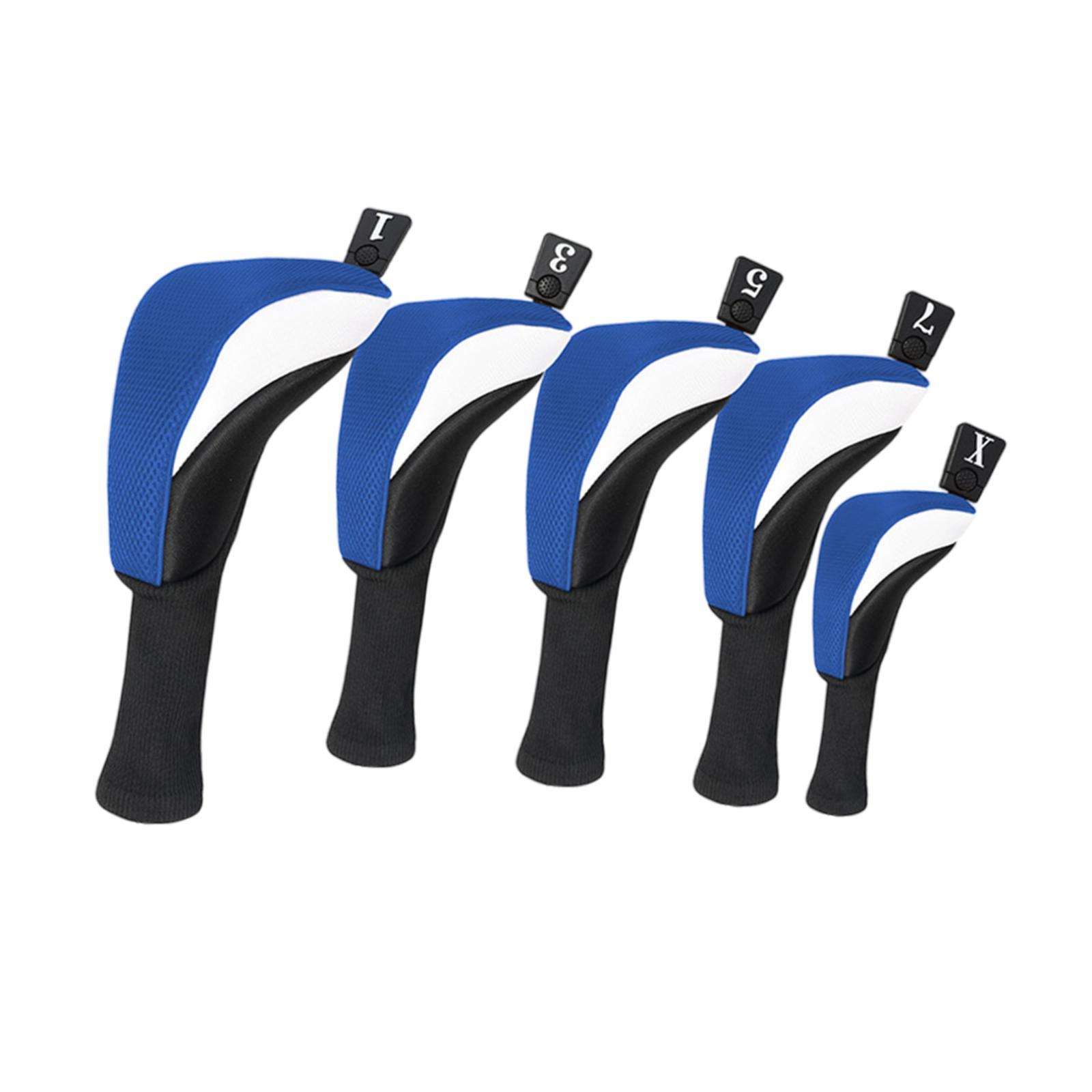 Ioensy - 5 Piezas Golf Madera De Madera Cubierta De Cabezal De Madera De Golf Para Deportes Al Aire Libre Adultos Azul