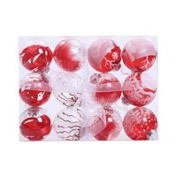 Bothyi - 12 Piezas Bolas De Navidad Adornos Adornos Navideños Para El Hogar Corona De Invierno Rojo