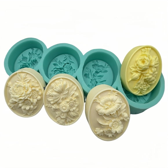 Molde de silicona I-BEST 75 × 60 × 30 mm – 4 cavidades con diseño floral