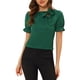 thumbnail image 1 of INSPIRE CHIC Blusas de Mujer de Color Sólido con Lazo en el Cuello, Mangas Cortas, para Regreso a Clases y Trabajo, Verde Oscuro M, 1 of 6