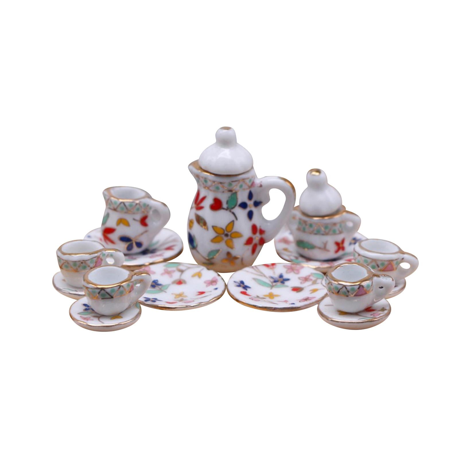 Magideal - 15 Uds 1/12 Casa De Muñecas Juego De Té En Miniatura Juego De Té En Miniatura Accesorios De Fotografía 1:12 Casa De Muñecas Cerámica Diy Escena Acceso Estilo B