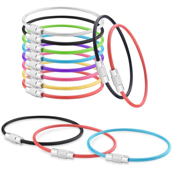 CooBigo 16 Pack Stainless Steel Loops 2mm Coated Wire Keychain