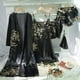 thumbnail image 1 of 4pcs Elegant Floral Print Pajamas Set, Long Sleeve Robe + Cami Dress + Cami Top + Ruffle Hem Shorts, Women's Loungewear & Sleepwear, 1 of 3