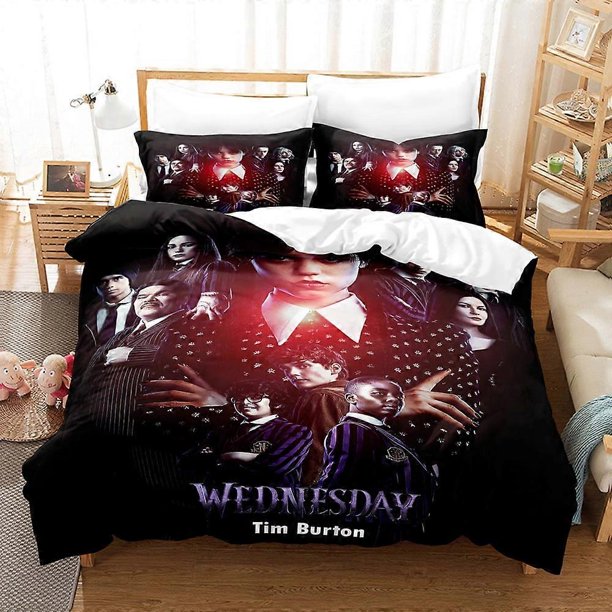 Wandinha bedding three piece set3D printed, lightweight and comfortable down duvet cover pillowcase bedding