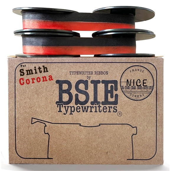 Cinta para máquina de escribir BSIE Typewriters negra y roja, paquete de 2