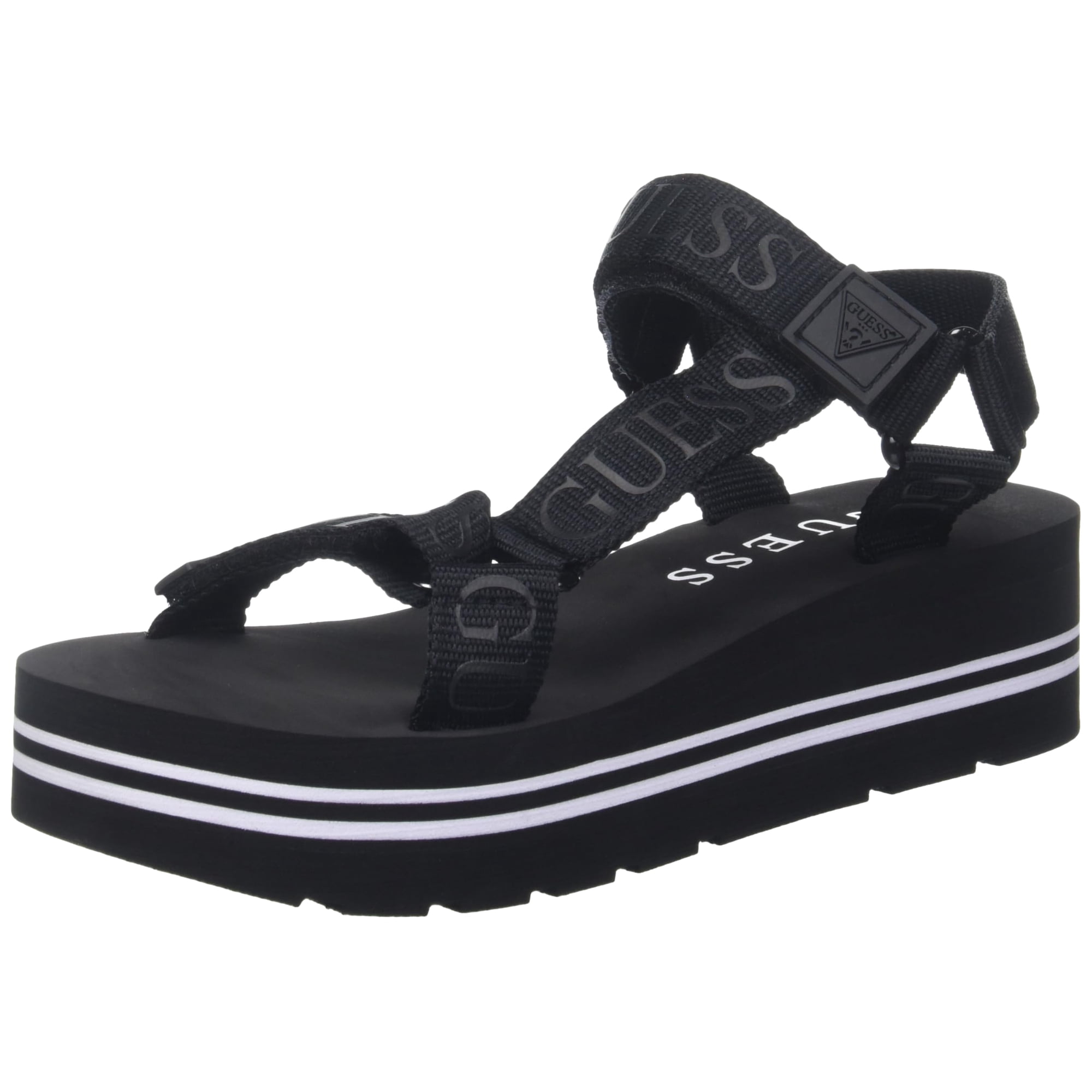 Sandalia Con Cuña Guess Avin Para Mujer, Color Negro, Talla 8