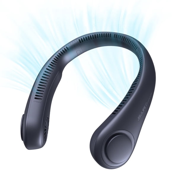 Ventilador de cuello portátil JISULIFE, sin hojas, recargable, 4000 mAh, rosa