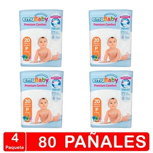 Pañales Emubaby Comfort Premium Manga X4 - Talla P - 80 Pañales