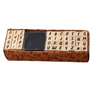 Magideal - 40 Sellos De Goma Con Números De Alfabeto De Madera Estilo Vintage Para Enseñanza , Escritura