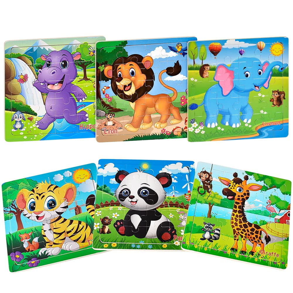 Puzzles Chafin Para Niños De 3 A 5 Años, Juguetes De Madera, Paquete De 6