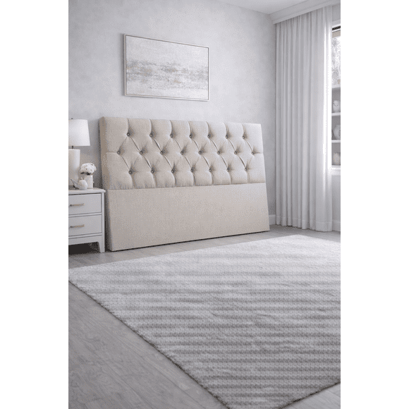 Respaldo Moderno Cama 2 Plaza Capitone Lino Color Beige