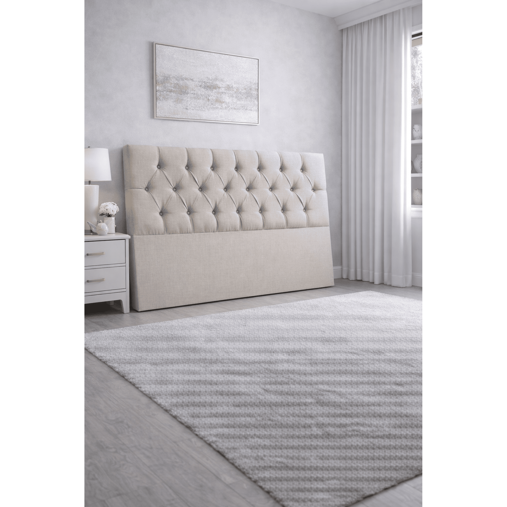 Genérico - Respaldo Moderno Cama 2 Plaza Capitone Lino Color Beige