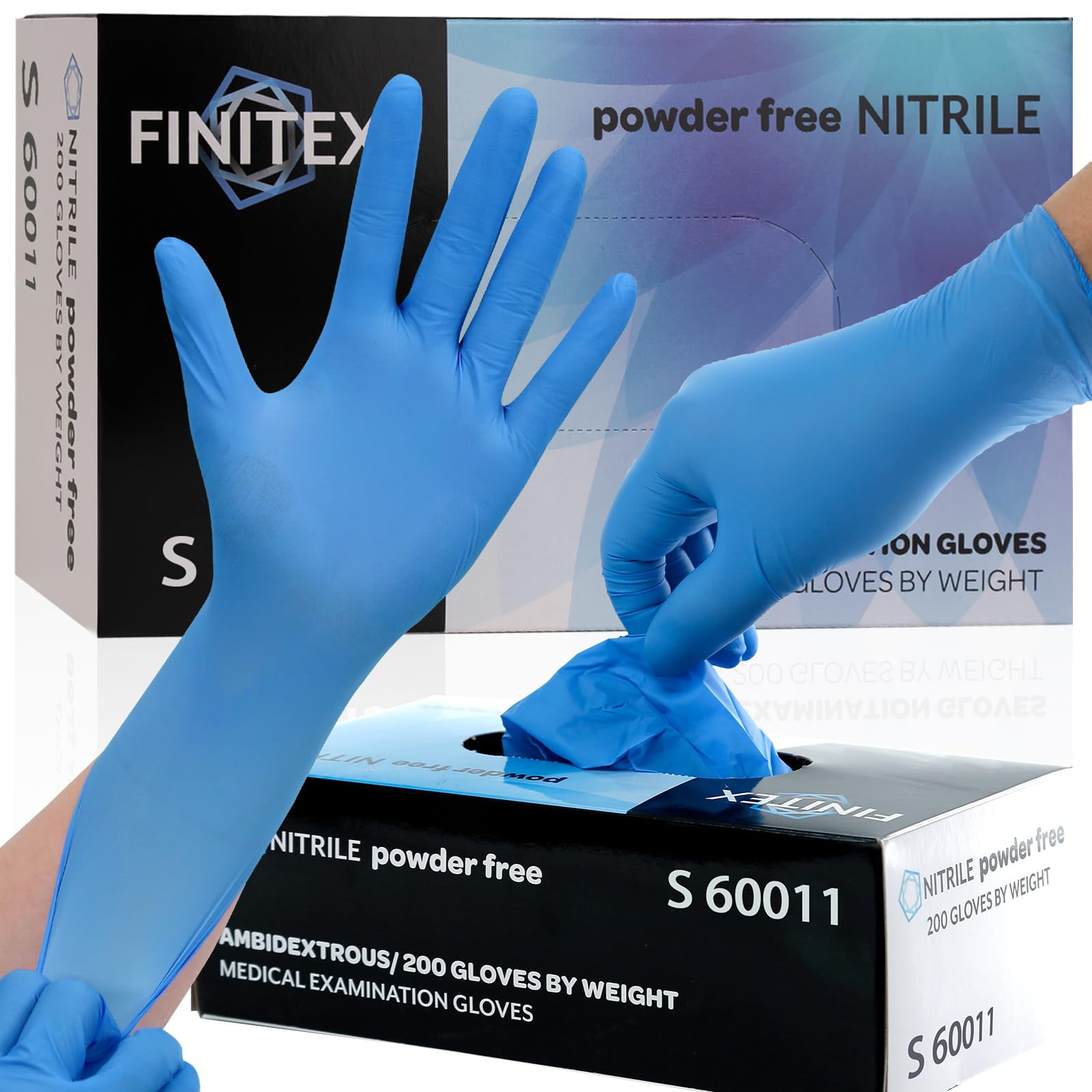 Guantes Desechables De Nitrilo Para Exámenes Finitex Blue, 200 Unidades/caja