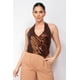 thumbnail image 2 of Saronite Blusa de Fiesta sin Mangas con Lentejuelas y Cuello Halter Cruzado, Color Negro/cobre (para Mujer), 2 of 2