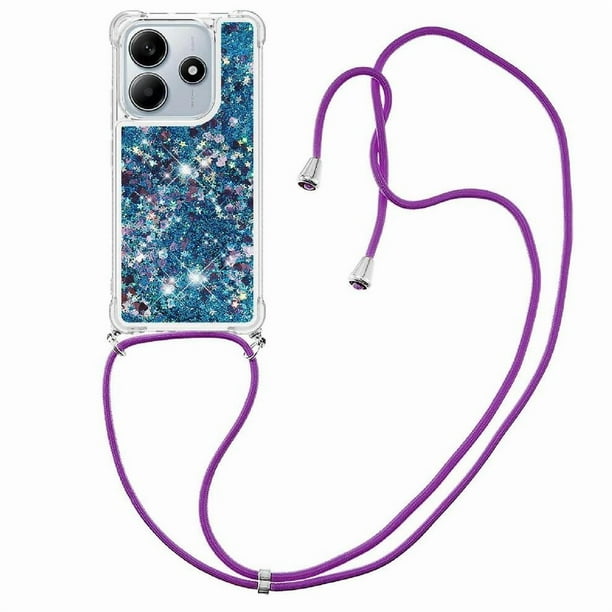 Funda FOXDOCK para Xiaomi Redmi Note 14 4G con Cuerda Ajustable, Brillo Líquido, Protección Antigolpes y Lente – Ideal para Regalo