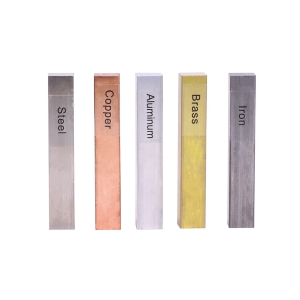 Set de 5 Bloques de Metal - Latón, Cobre, Hierro, Acero y Aluminio para Investigación de Densidad, Gravedad Específica y Experimentos de Calor Específico