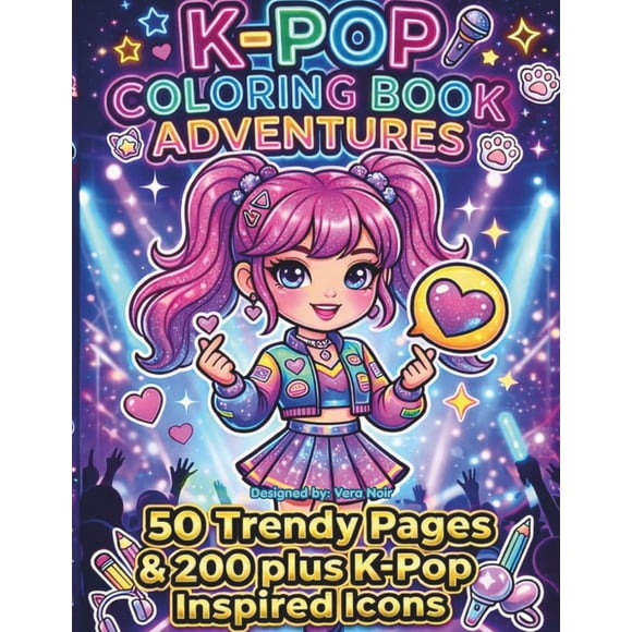Libro para colorear K-Pop Idol Fashion para niños con comida linda