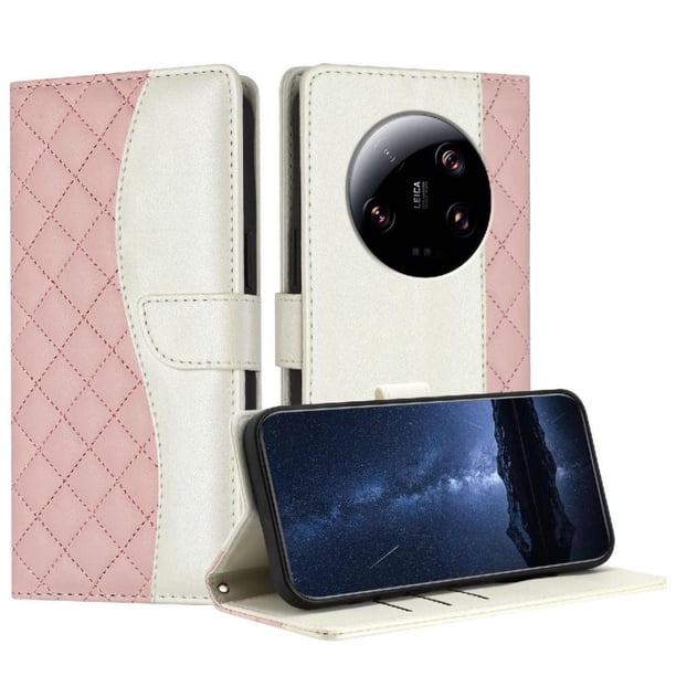 Funda Tipo Cartera Acolchada para Xiaomi 13 Ultra con Bloqueo RFID Ranuras y Correa Rosa