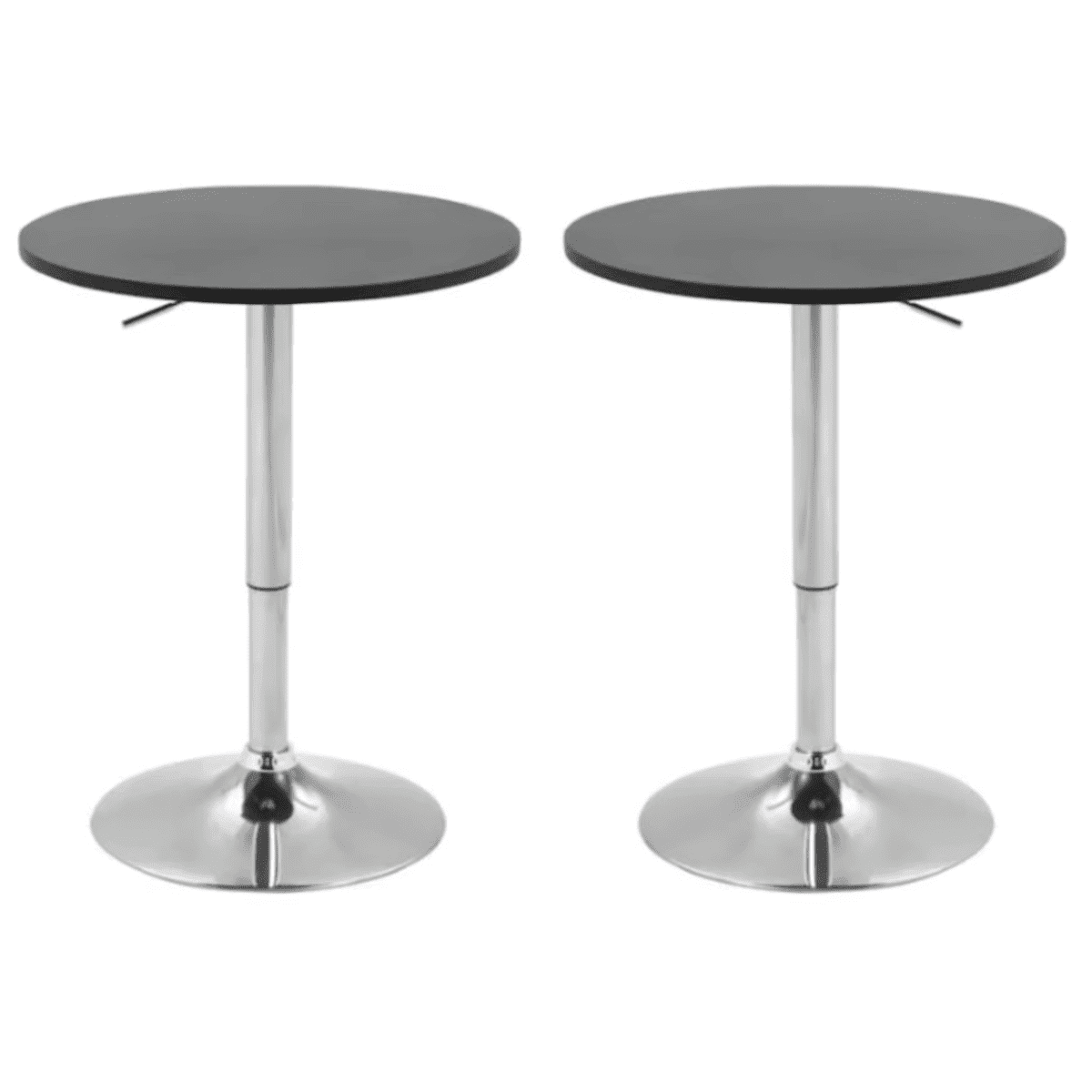 Moboi - Pack 2 Mesas Bar Centro Altura Regulable 60cm Diámetro Negra