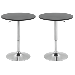 Moboi - Pack 2 Mesas Bar Centro Altura Regulable 60Cm Diámetro Negra