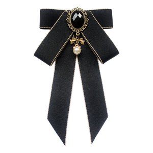 Magideal - Broche De Cinta Con Pajarita, Corbata Para Mujer, Pajarita Preatada, Broche Con Lazo, Corbata Para Camisa, Corbata Para Uniforme, Accesorios De Ropa Negro