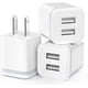 thumbnail image 1 of Cargador de pared USB LUOATIP, paquete de 3 unidades, 2,1 A/5 V, doble puerto para iPhone, 1 of 7