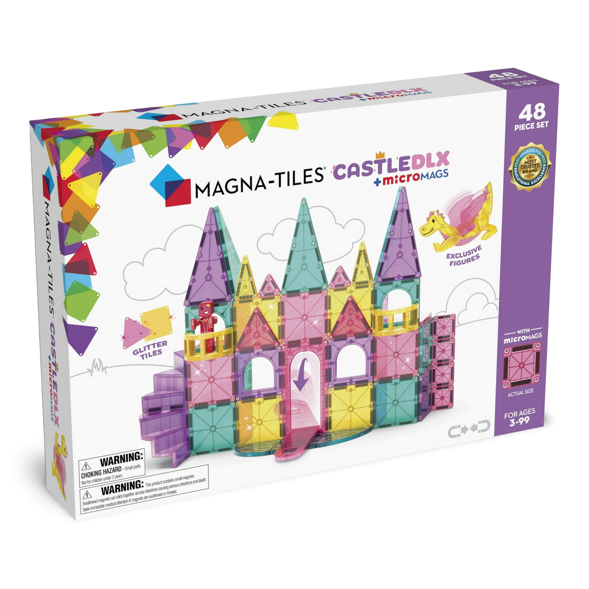 Set De Construcción Magna-tiles Castle Dlx De 48 Piezas Con Figuras