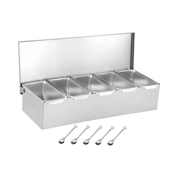 Caja Organizadora De Condimentos, Botes De Especias Desmontables Con Tapa, Tarro De Condimentos Para Barra, 5 Rejillas