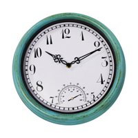 Magideal - Reloj Redondo De 12 Pulgadas, Decorativo, Silencioso, Con Pantalla De Temperatura, Fácil De Leer, Resistente Al Agua, Para Patio, Almacén, Cocina,