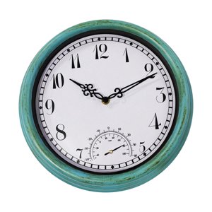 Magideal - Reloj Redondo De 12 Pulgadas, Decorativo, Silencioso, Con Pantalla De Temperatura, Fácil De Leer, Resistente Al Agua, Para Patio, Almacén, Cocina,