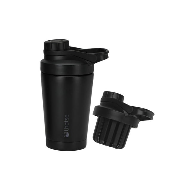 Shaker Vaso Proteina Acero Inoxidable NutriCore 500ml Lhotse negro
