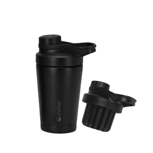 Shaker Vaso Proteina Acero Inoxidable NutriCore 500ml Lhotse negro